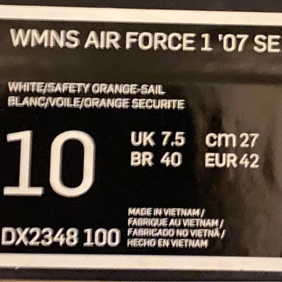 Nike Air Force 1 Low '07 SE “101” Women’s Size 10 ~Men’s 8 *DX2348-100 (White) - Picture 5 of 6